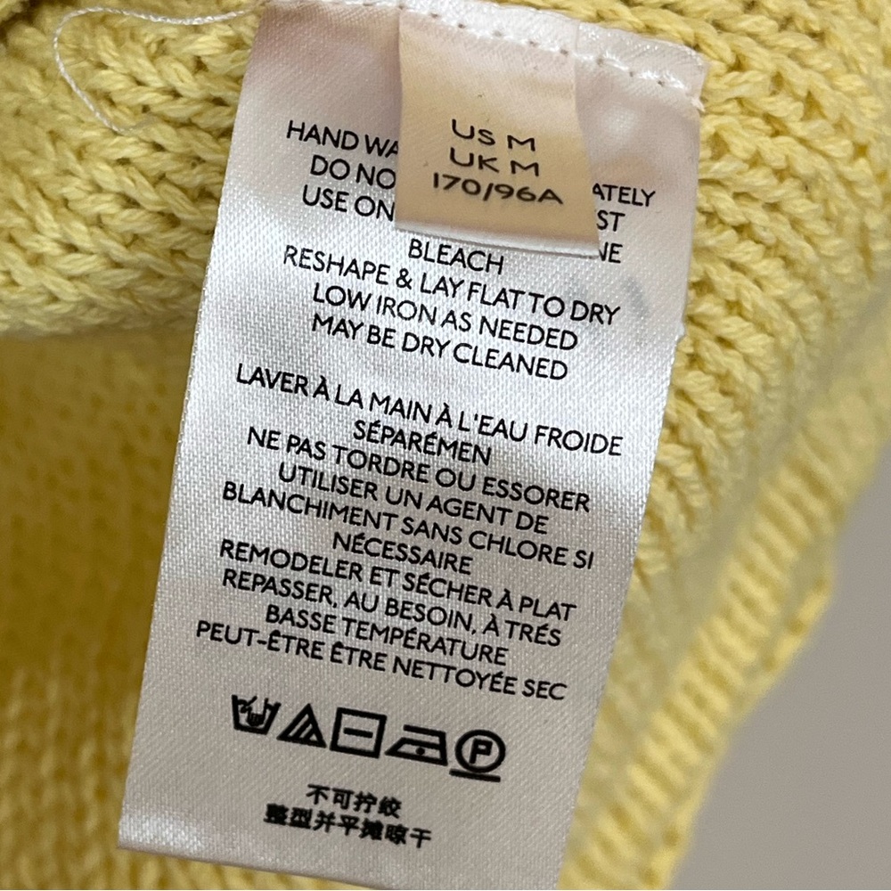 FREE PEOPLE butter yellow boxy oversized beachy sweater size medium slouchy knit - Picture 5 of 8